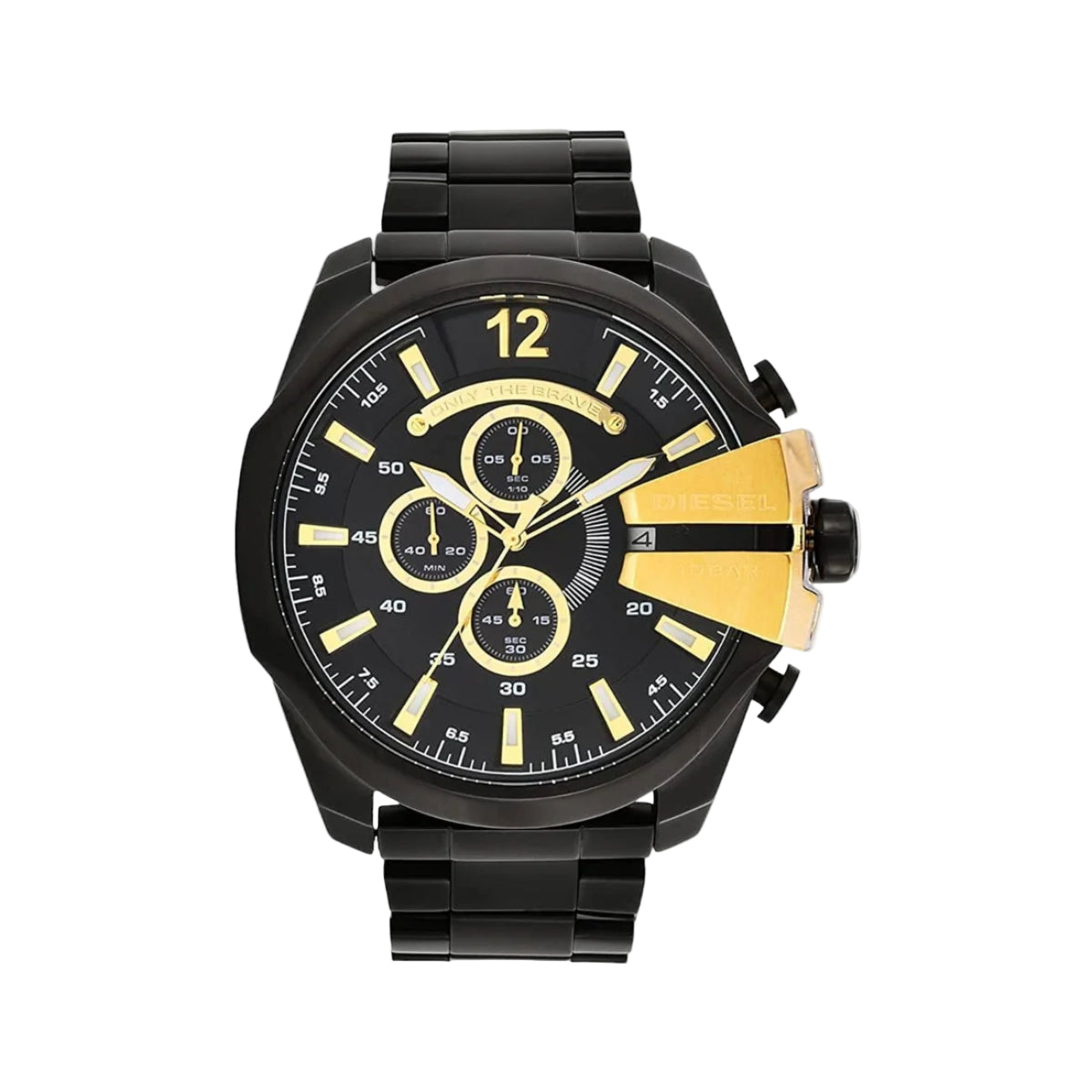 Diesel Mega Chief Quartz Black Dial Analog Chronograph Men's Watch DZ4338