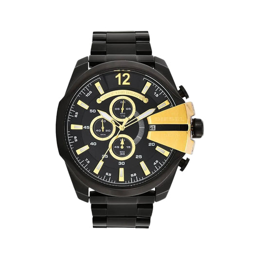 Diesel Mega Chief Quartz Black Dial Analog Chronograph Men's Watch DZ4338