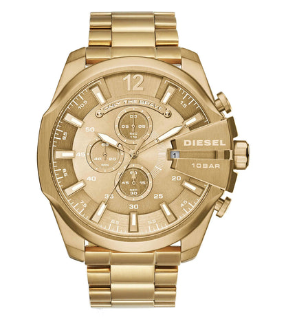 DZ4360 DIESEL | Mega Chief Chrono Gold Dial Watch (Men)