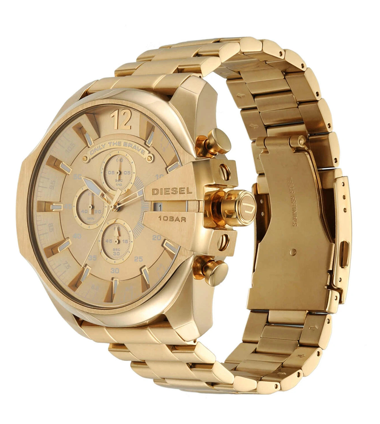 DZ4360 DIESEL | Mega Chief Chrono Gold Dial Watch (Men)