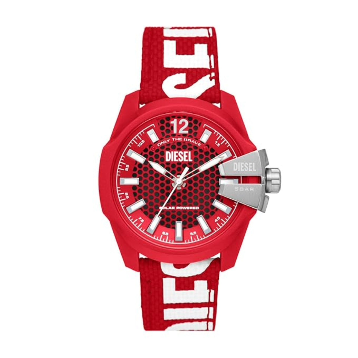 Diesel Baby Chief Quartz Solar Red Dial Analog Watch for Men DZ4619