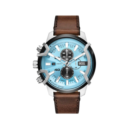 Diesel Griffed Quartz Blue Dial Chronograph Leather Strap Men Watch DZ4656