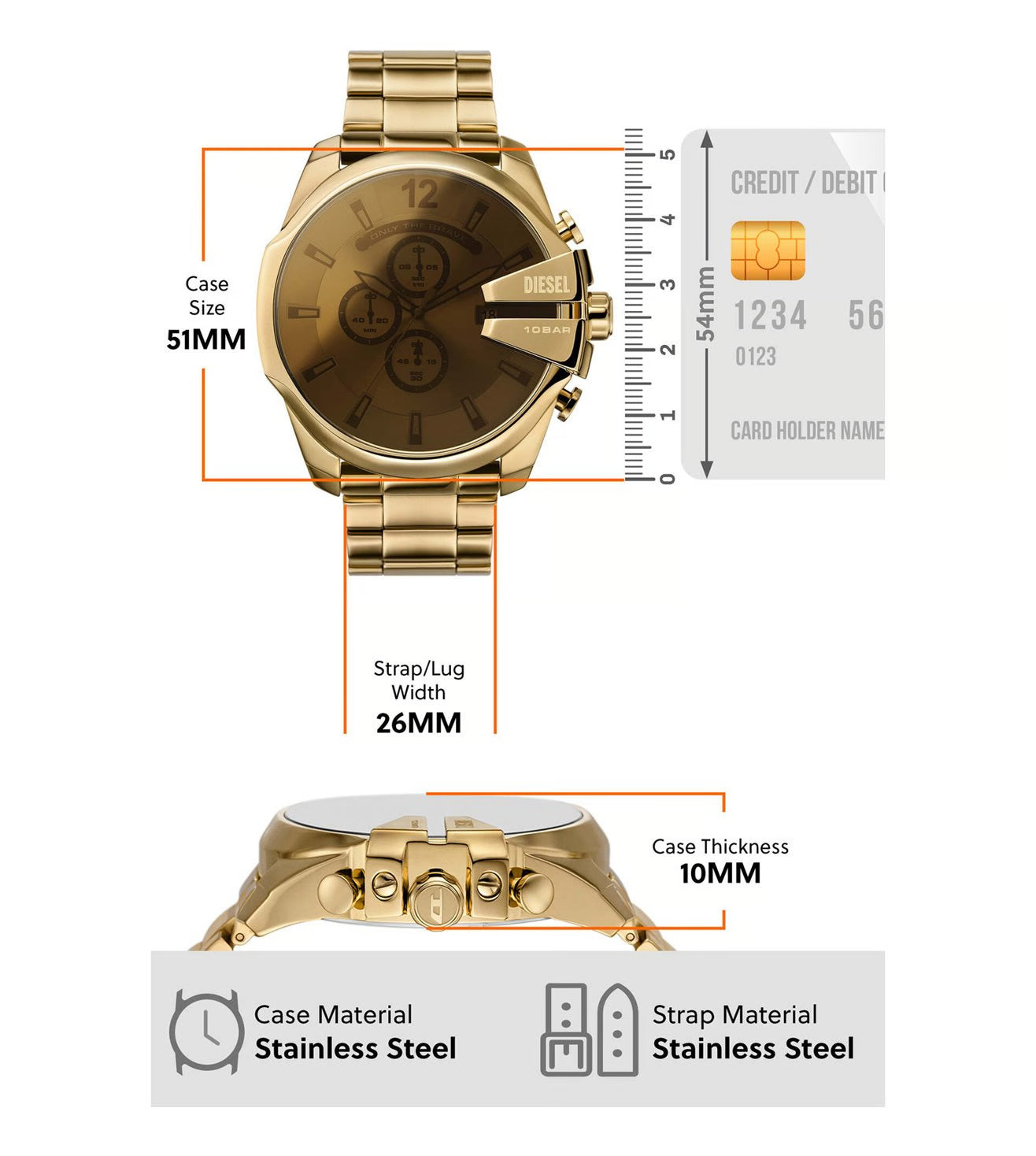 DZ4662 Diesel | Mega Chief Chrono Brown Dial Watch (Men)