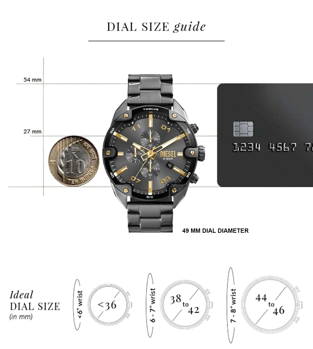 DZ4669 DIESEL | Black Dial Spiked Chronograph Watch (Men)