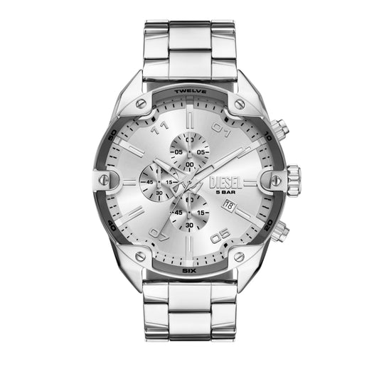Diesel Spiked Silver Dial Analog Chronograph Stainless Steel Men's Watch DZ4677