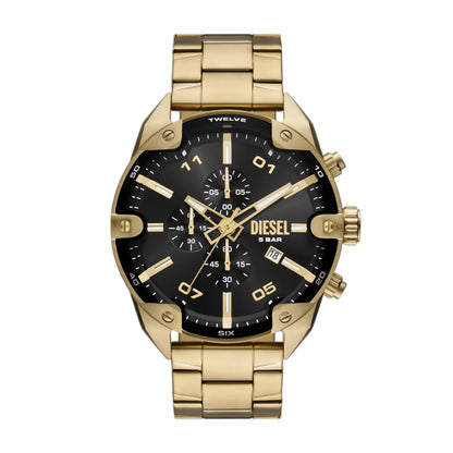 Diesel Spiked Quartz Black Dial Analog Chronograph Stainless Steel Men Watch DZ4678