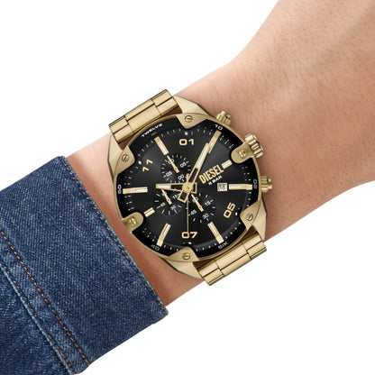 Diesel Spiked Quartz Black Dial Analog Chronograph Stainless Steel Men Watch DZ4678