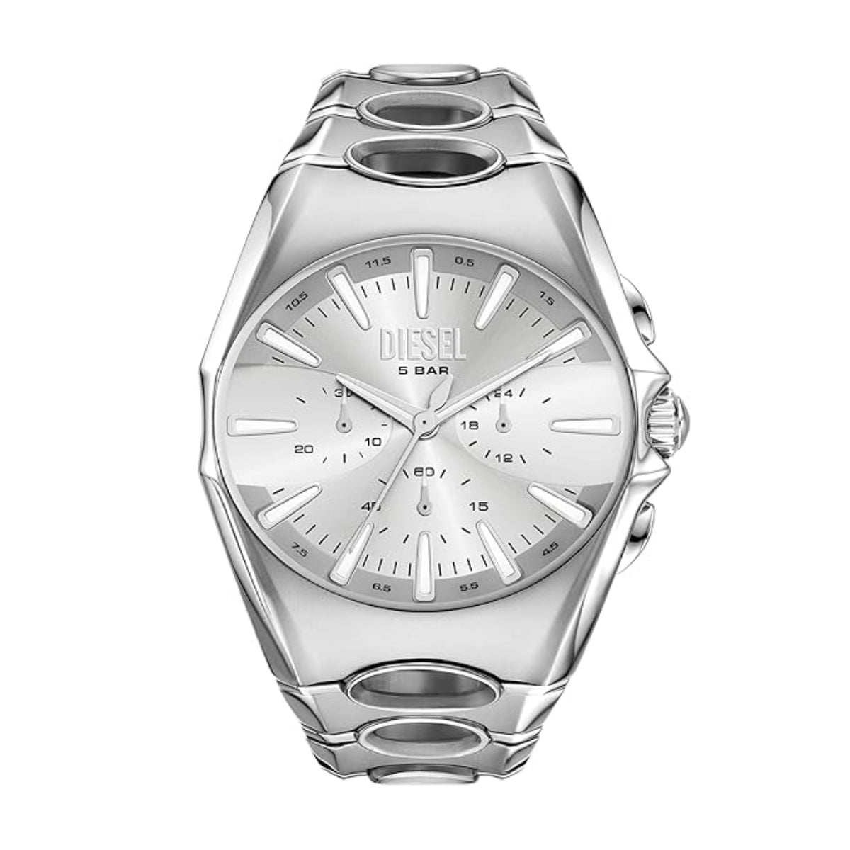 Diesel D-Curve Oval Silver Dial Chronograph Analog Men Watch DZ4694