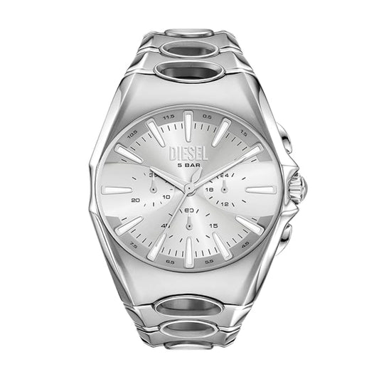 Diesel D-Curve Oval Silver Dial Chronograph Analog Men Watch DZ4694