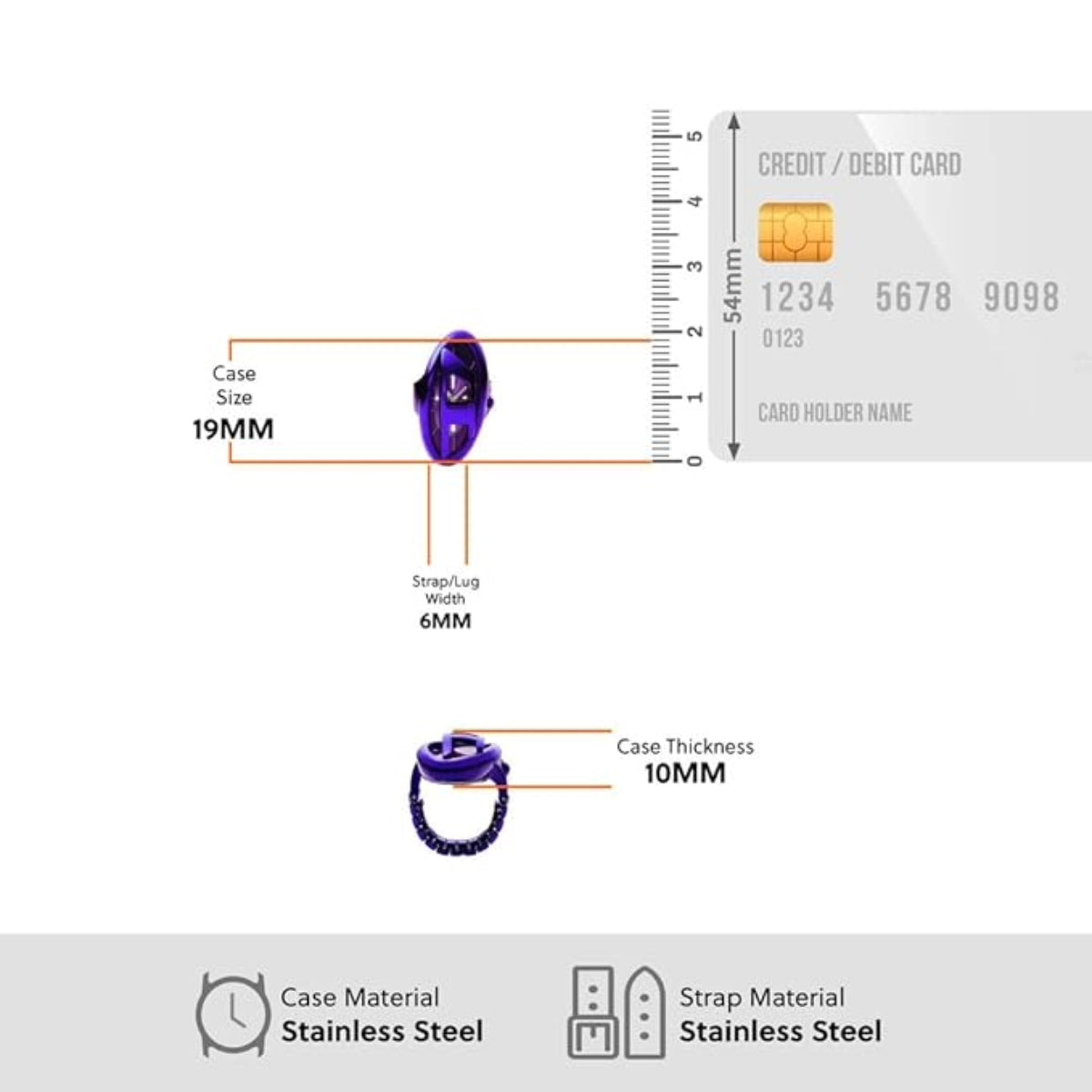Diesel D-Era Quartz Purple Dial Analog Stainless Steel Women Ring Watch DZ5624