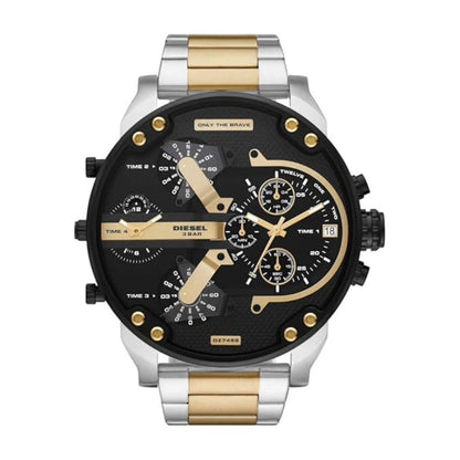 Diesel Mr Daddy 2 Black Dial Analog Chronograph Stainless Steel Men Watch DZ7459