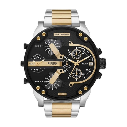 Diesel Mr Daddy 2 Black Dial Analog Chronograph Stainless Steel Men Watch DZ7459