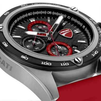 Ducati watch with a red and black design on a white background