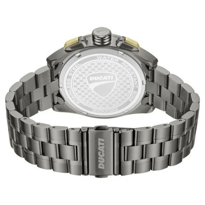 Ducati watch with metallic band on a white background