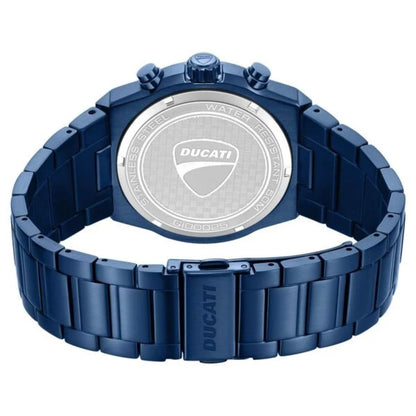 Blue Ducati watch with a detailed face on a white background