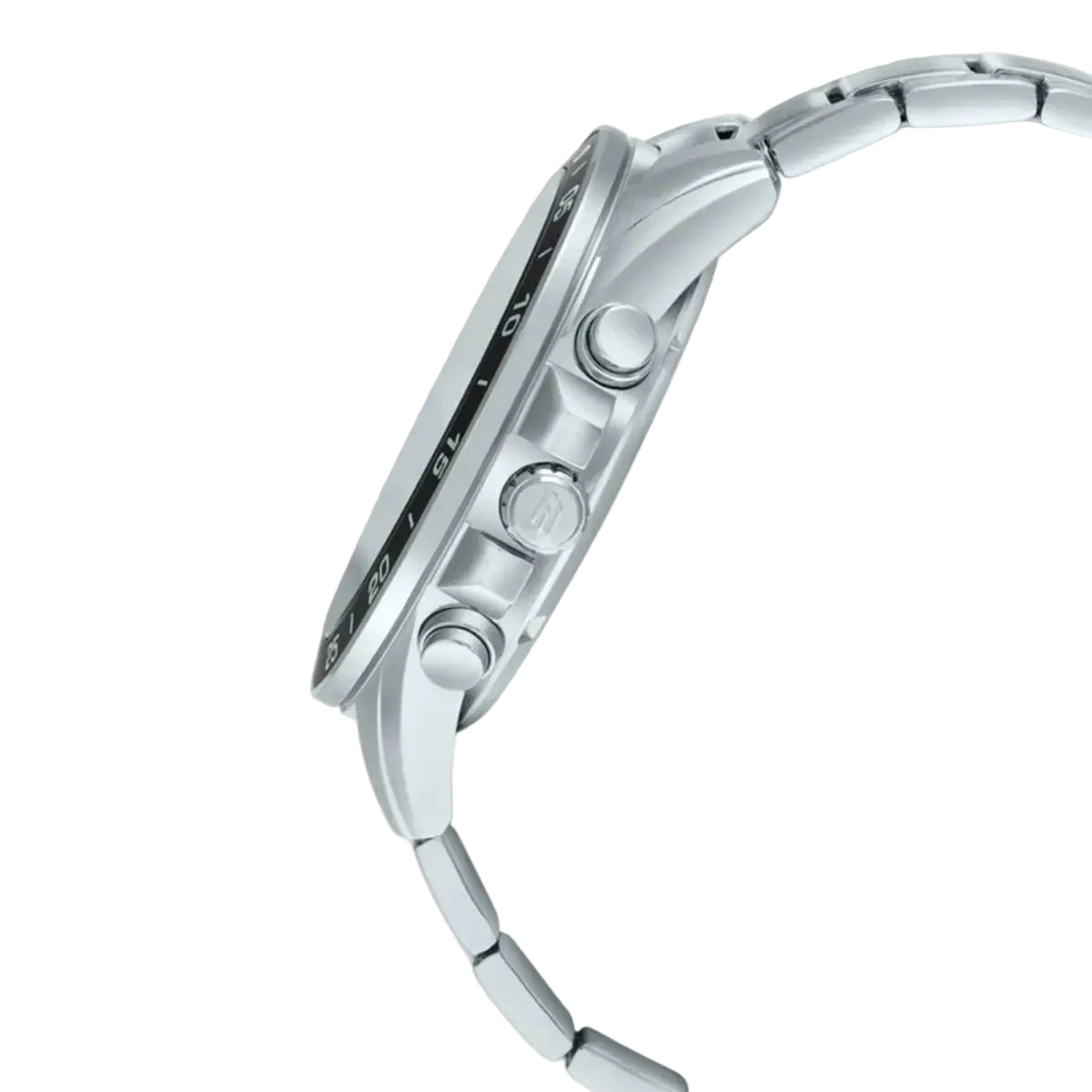 Silver watch with a white background