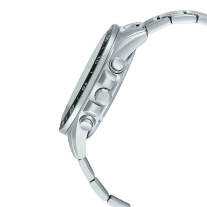 Silver watch with a white background
