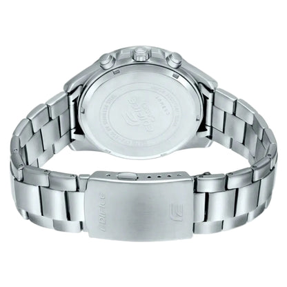 Silver watch with metal band on a white background