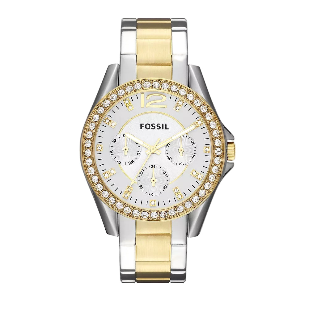 Fossil Riley Quartz Silver Dial Multi-Function Stainless Steel Women Watch ES3204