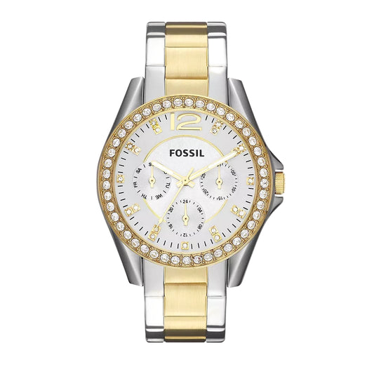 Fossil Riley Quartz Silver Dial Multi-Function Stainless Steel Women Watch ES3204