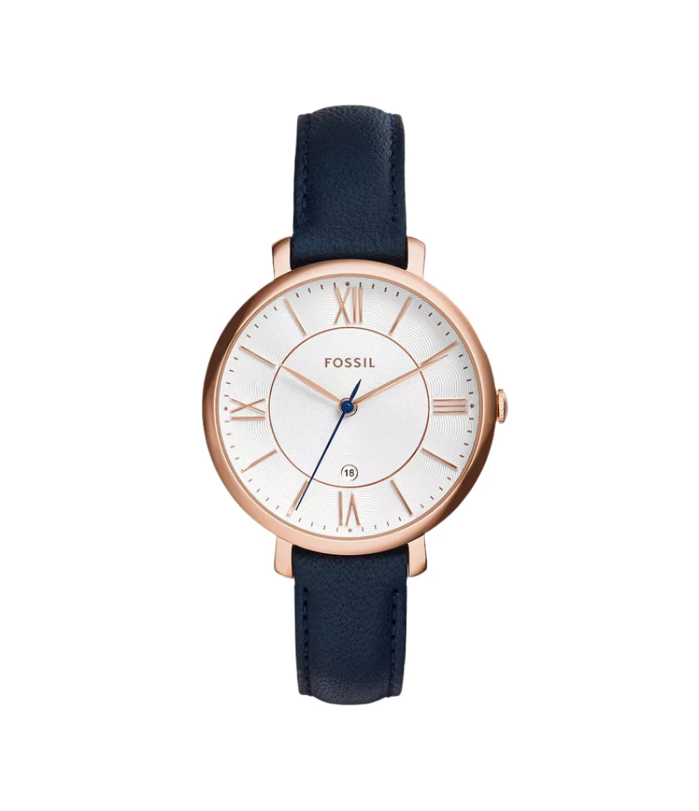 ES3843 FOSSIL | 36mm White Dial Jacqueline Navy Leather (Women)