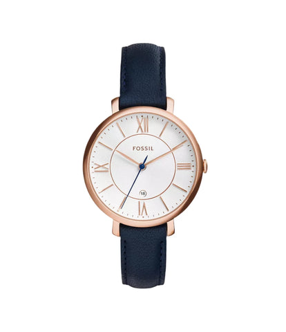 ES3843 FOSSIL | 36mm White Dial Jacqueline Navy Leather (Women) - Buy Now at Sai Creations Watches