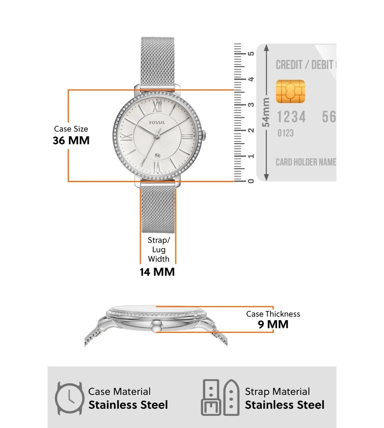 ES4627 FOSSIL | 36mm White Dial Jacqueline Analog Watch (Women)