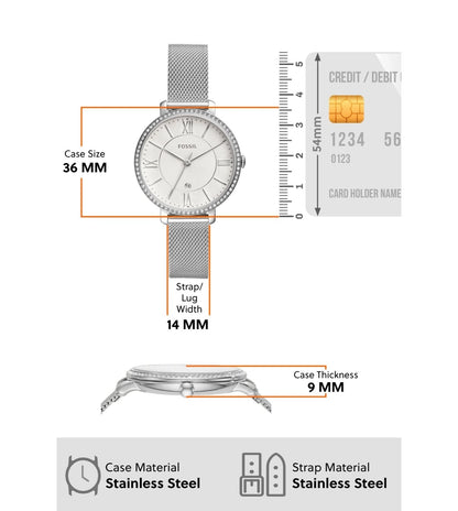 ES4627 FOSSIL | 36mm White Dial Jacqueline Analog Watch (Women)