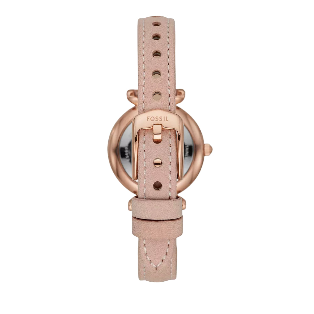 Fossil Carlie Quartz White Mother Of Pearl Dial Analog Leather Strap Women Watch ES4699