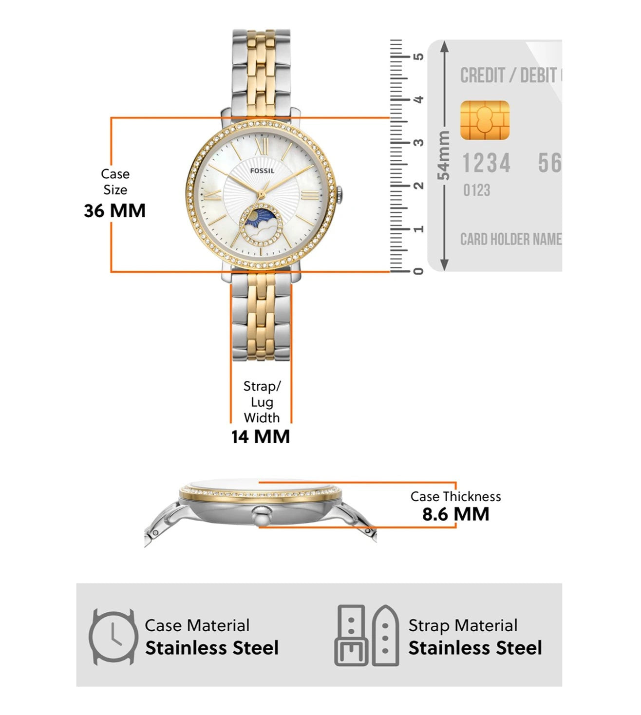 ES5166 FOSSIL | Mother of Pearl Dial Jacqueline Analog Watch (Women)