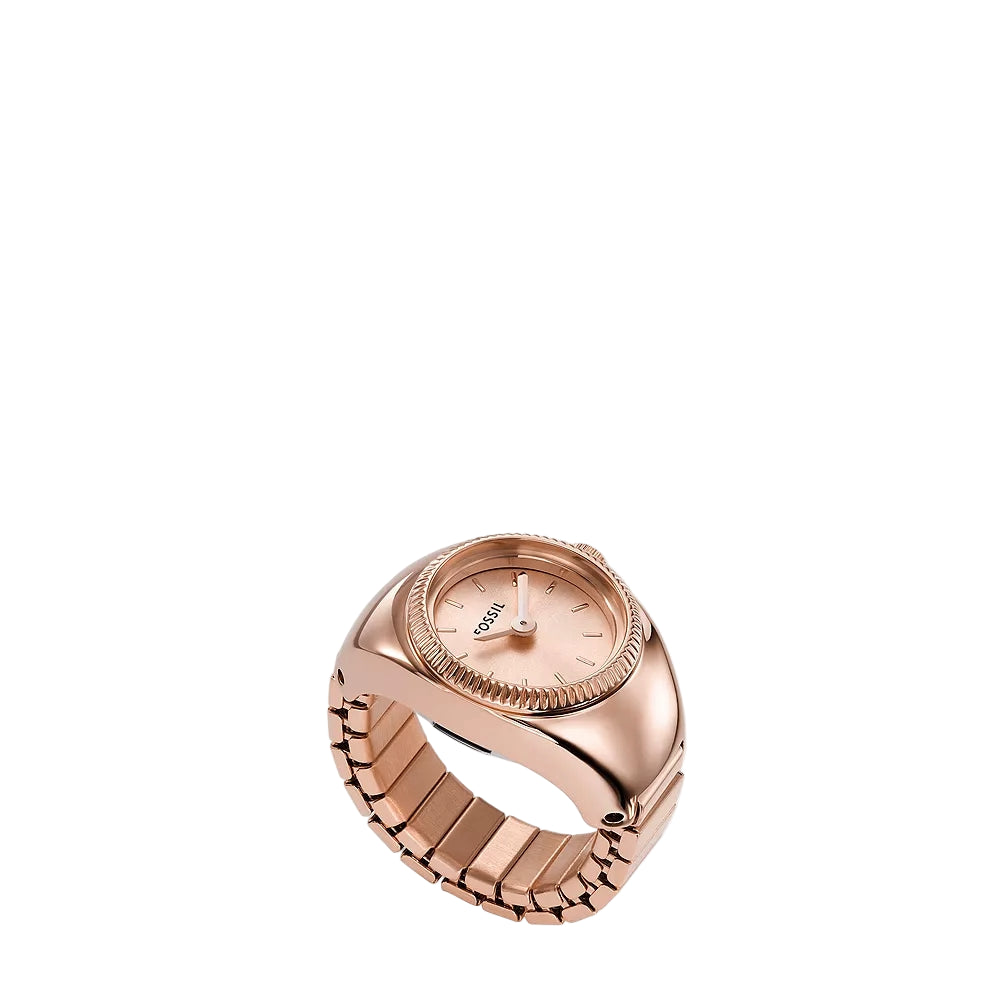 Fossil Two-Hand Rose Gold-Tone Stainless Steel Women Ring Watch ES5247