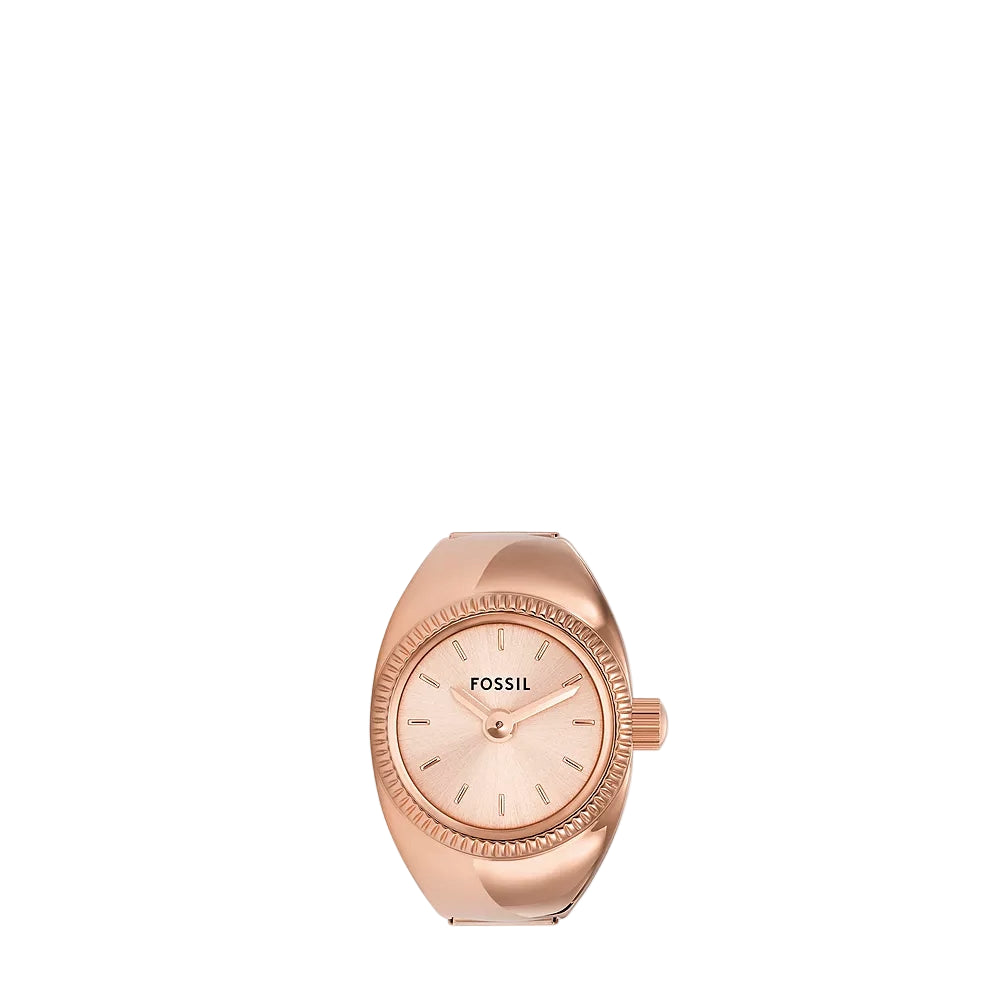Fossil Two-Hand Rose Gold-Tone Stainless Steel Women Ring Watch ES5247