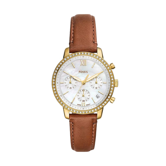 Fossil Neutra Quartz White Mother-Of-Pearl Dial Chronograph Women Watch ES5278