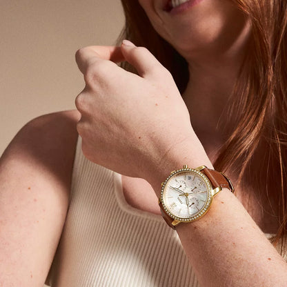 Fossil Neutra Quartz White Mother-Of-Pearl Dial Chronograph Women Watch ES5278