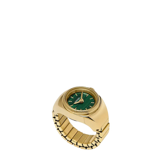 Fossil Two-Hand Gold-Tone Analog Stainless Steel Women Ring Watch ES5308