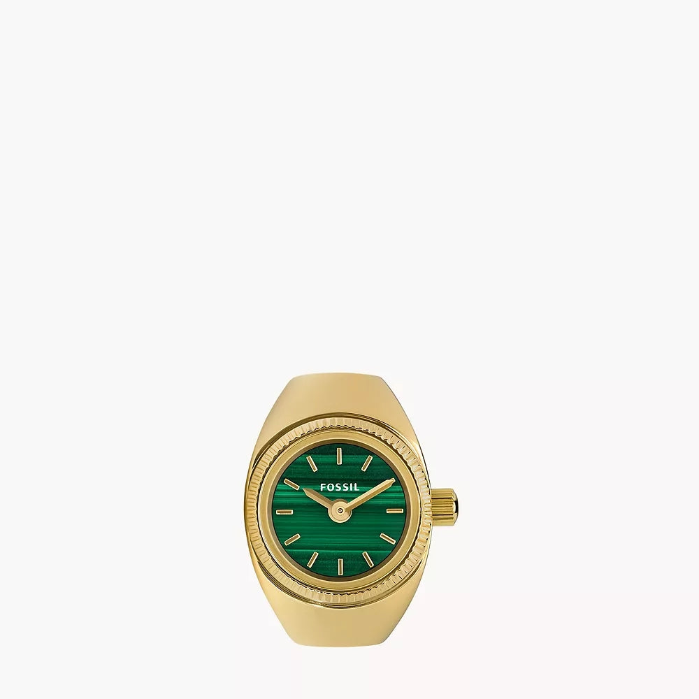 Fossil Two-Hand Gold-Tone Analog Stainless Steel Women Ring Watch ES5308