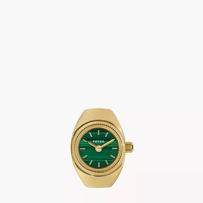 Fossil Two-Hand Gold-Tone Analog Stainless Steel Women Ring Watch ES5308