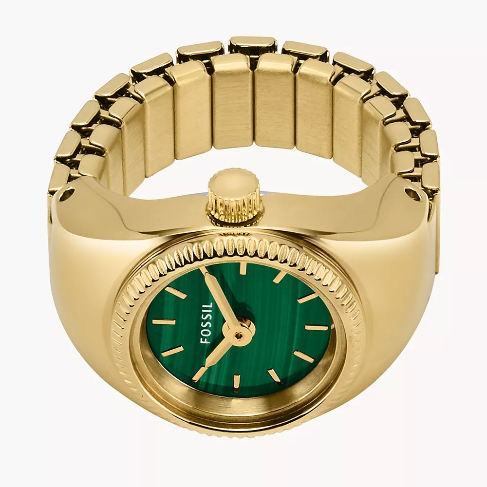 Fossil Two-Hand Gold-Tone Analog Stainless Steel Women Ring Watch ES5308