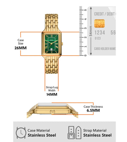 ES5341 FOSSIL | 26mm Green Dial Raquel Analog Watch (Women)