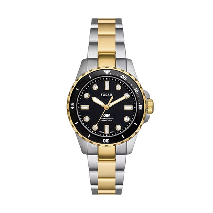 Fossil Blue Dive Quartz Black Dial Analog Stainless Steel Women Watch ES5349