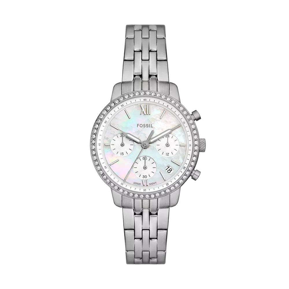 Fossil Neutra Quartz White Dial Analog Chronograph Women's Watch ES5357