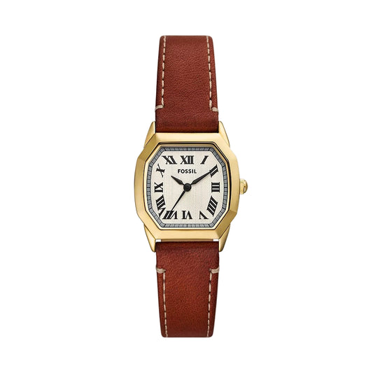 Fossil Harlow Quartz Cream Dial Analog Leather Strap Women Watch ES5364