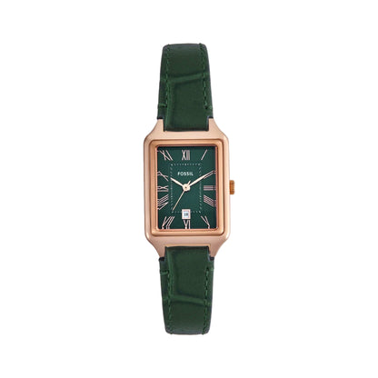Fossil Raquel Quartz Green Dial Analog Leather Strap Women Watch ES5366