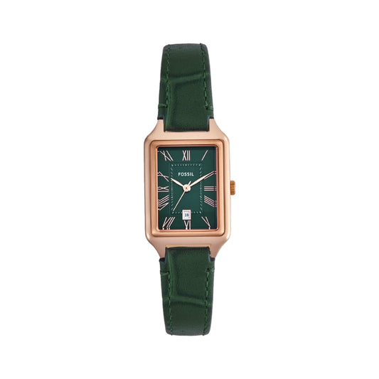 Fossil Raquel Quartz Green Dial Analog Leather Strap Women Watch ES5366