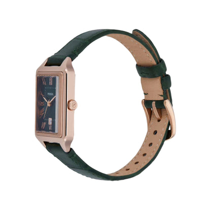 Fossil Raquel Quartz Green Dial Analog Leather Strap Women Watch ES5366
