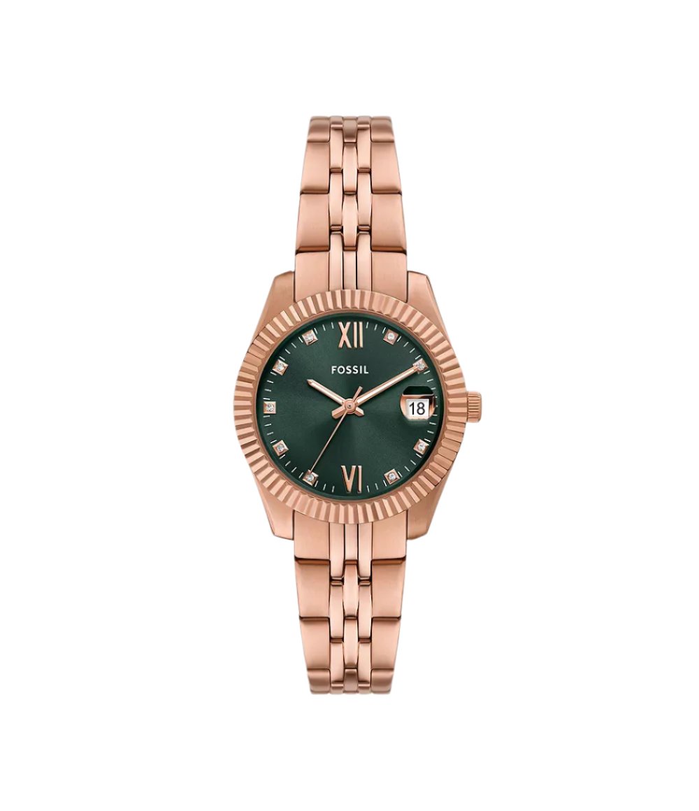 ES5369 FOSSIL | Scarlette Three-Hand Date Rose Gold-Tone Stainless Steel Watch