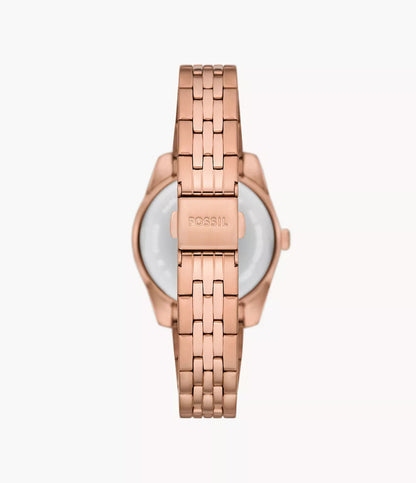 ES5369 FOSSIL | Scarlette Three-Hand Date Rose Gold-Tone Stainless Steel Watch