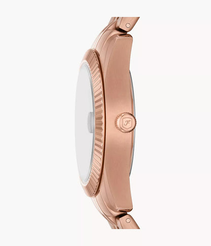 ES5369 FOSSIL | Scarlette Three-Hand Date Rose Gold-Tone Stainless Steel Watch