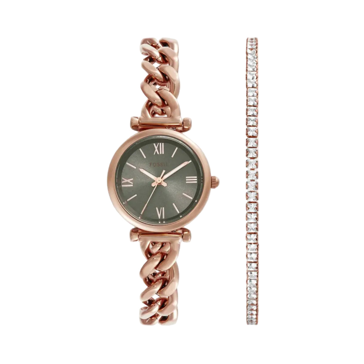 Fossil Carlie Quartz Grey Dial Analog Women's Watch With Bracelet ES5378SET