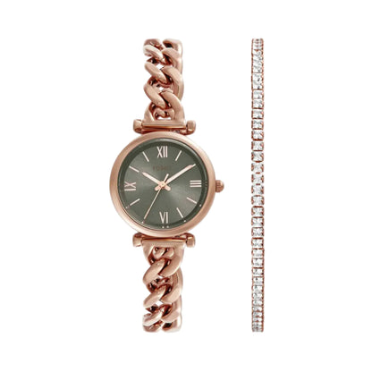 Fossil Carlie Quartz Grey Dial Analog Women's Watch With Bracelet ES5378SET